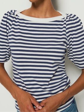 NWT Nation Los Angeles Deana Navy/White Striped Top, Size Medium